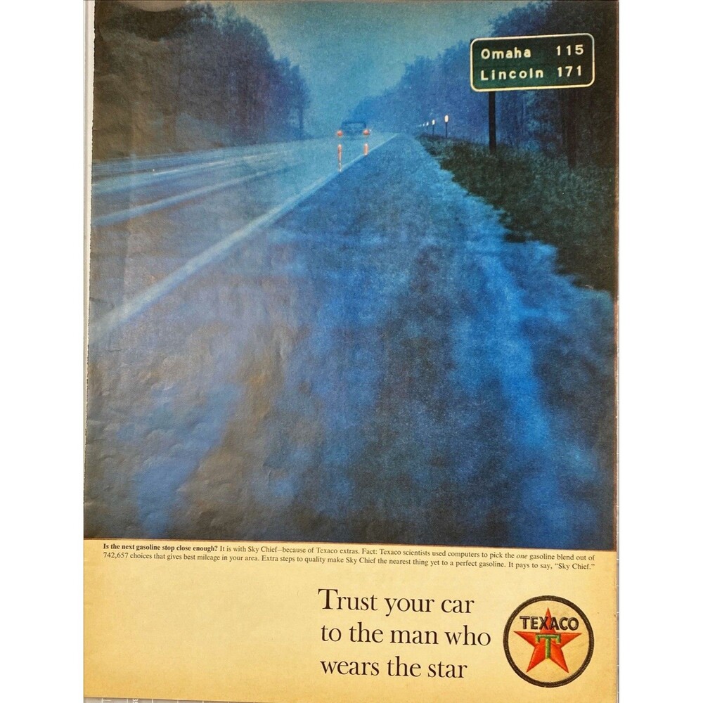 Texaco "Trust your car to the man who wears the star" Vintage Print Ad 1972